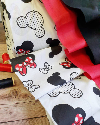 Image of 100% cotton Minnie fabric – available online at Charlotte's Fabrics