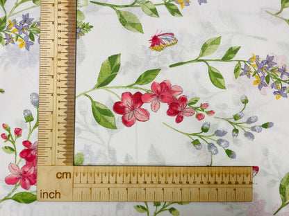Tissu 100 % coton - fleurs printanières 220cm 125 g/m²