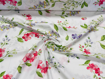 Tissu 100 % coton - fleurs printanières 220cm 125 g/m²