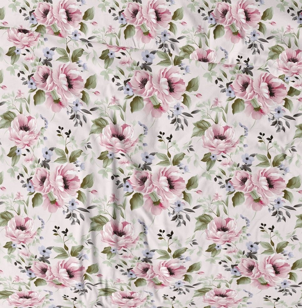 Tissu 100 % coton à motif pivoines, 125 g/m² – disponible chez Tissus de Charlotte