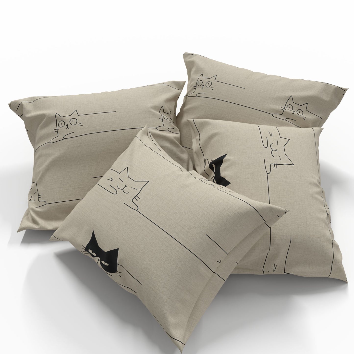 Attēls ar 100% Kokvilnas audums - rotaļīgie kaķi 220cm 146 g/m² – pieejams Šarlotes audumi