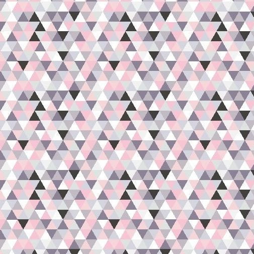 Image en tissu 100 % coton - triangles roses 125 g/m² – disponible chez Šarlotes audumi