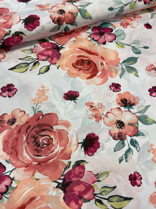 Attēls ar 100% Kokvilnas audums - rozes 125 g/m² – pieejams Šarlotes audumi