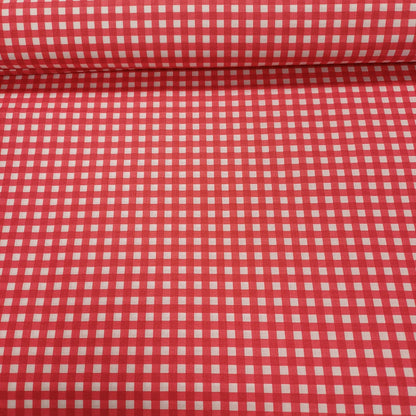 Tissu 100 % coton à carreaux rouges 130 g/m²