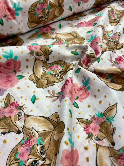 Tissu 100 % coton - faons dans les fleurs 125 g/m²