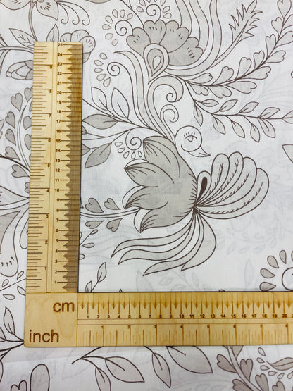 100% tissu en coton - contours floraux 220 cm 125 g/m²