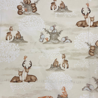 100 % tissu en coton - animaux au pied de la souche 125 g/m²