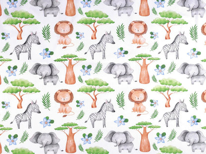 100 % coton - animaux et arbre baobab 130 g/m²