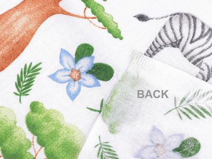 Tissu 100 % coton - animaux et arbre baobab 130 g/m²