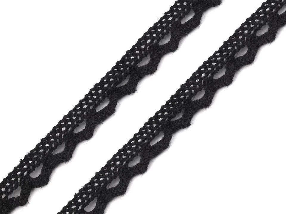 Image de dentelle 100 % coton 1,1 cm - noire – disponible chez Šarlotes audumi