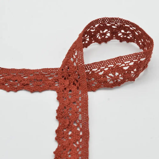 Image of 100% cotton lace, 3 cm - dark orange – available at Charlotte Fabrics