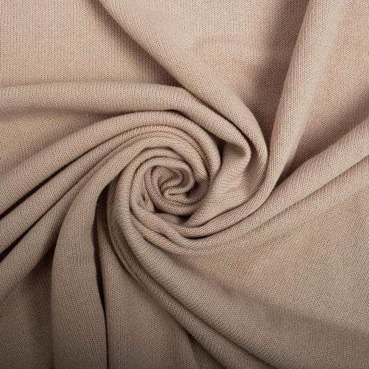 Attēls ar 100% kokvilnas smalks adījums - bēšs 280 g/m² – pieejams Šarlotes audumi