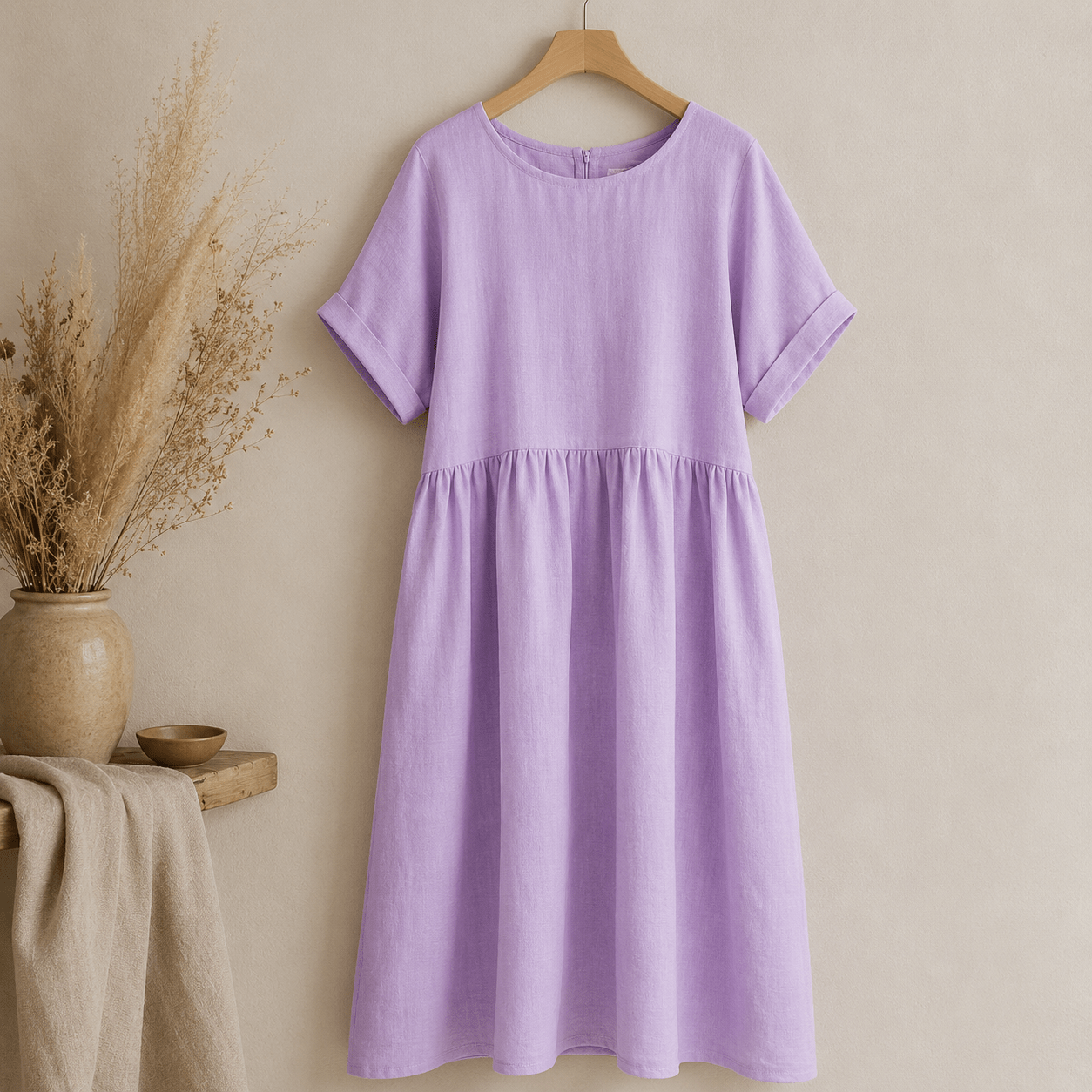 Nuotrauka su 100 % minkštintu lino audiniu – alyvinė violetinė 165 g/m² – prieinama Šarlotes audiniai