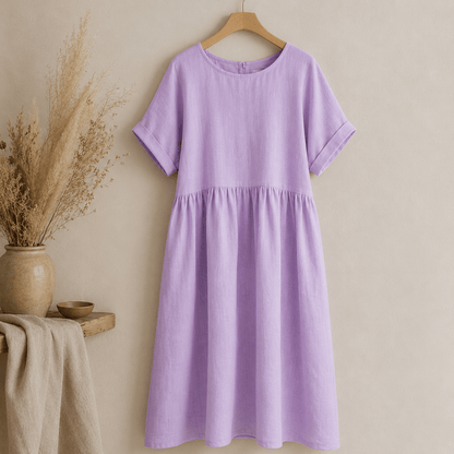 Nuotrauka su 100 % minkštintu lino audiniu – alyvinė violetinė 165 g/m² – prieinama Šarlotes audiniai