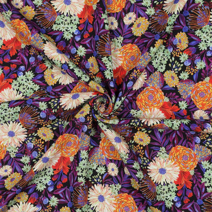Tissu 100 % viscose LENZING™ ECOVERO™ à fleurs 110 g/m²