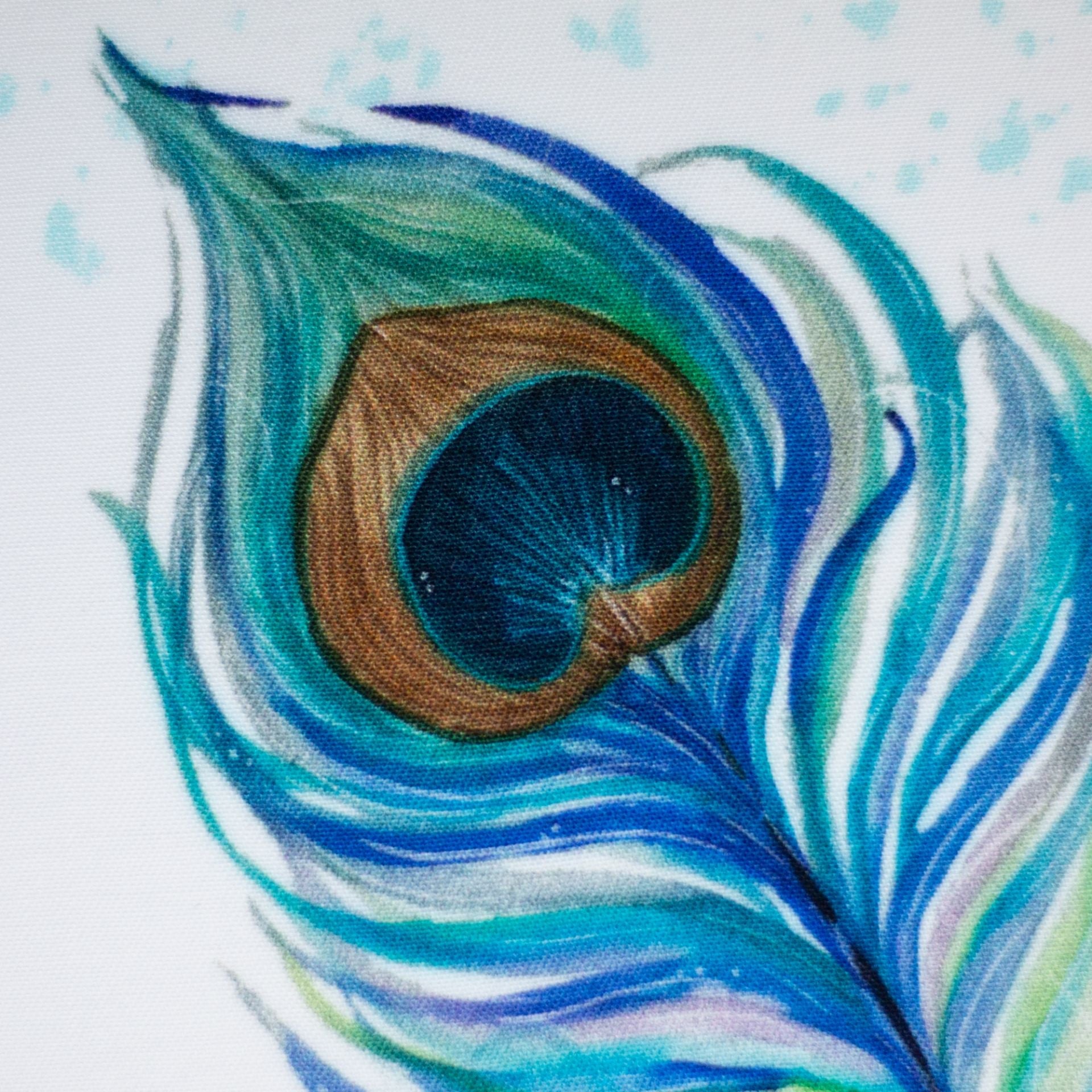 Image of 100% viscose peacock feather fabric, 125 g/m² – available online at Šarlotes audumi