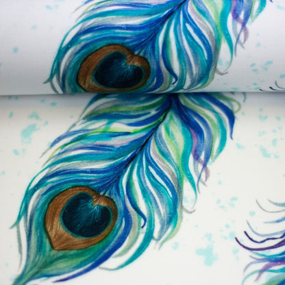 Image of 100% viscose peacock-feather fabric, 125 g/m² – available online at Šarlotes audumi