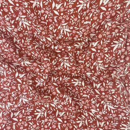 100 % tissu viscose - motif floral rose 125 g/m²