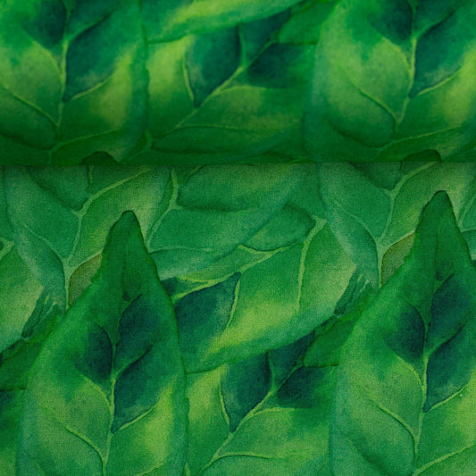 Attēls ar 100% Viskozes audums - smaragda lapotne 125 g/m² – pieejams Šarlotes audumi