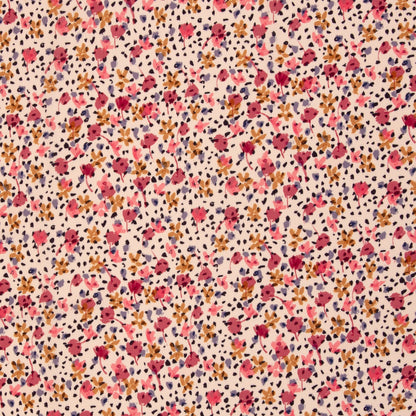 Image with 100% viscose fabric - flowers and polka dots – available online at Šarlotes audumi