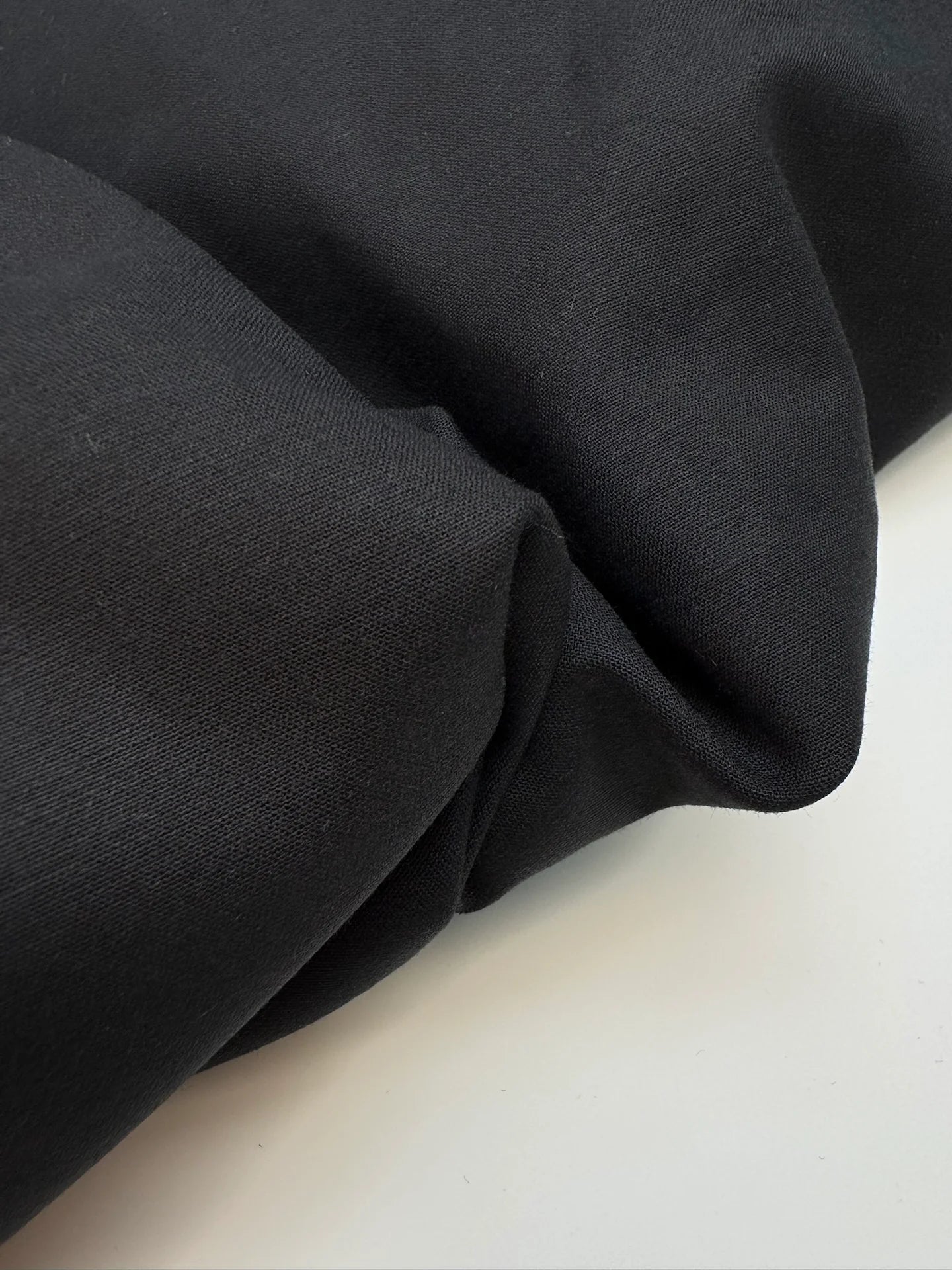 Black cotton suiting fabric with elastane and moiré effect – Italy