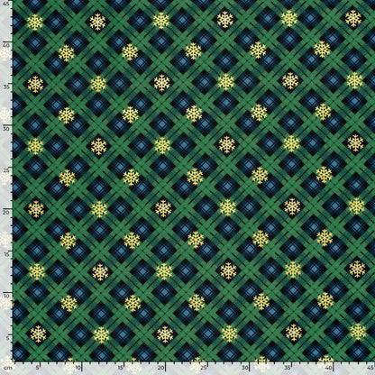 Flannel, green plaid with snowflakes