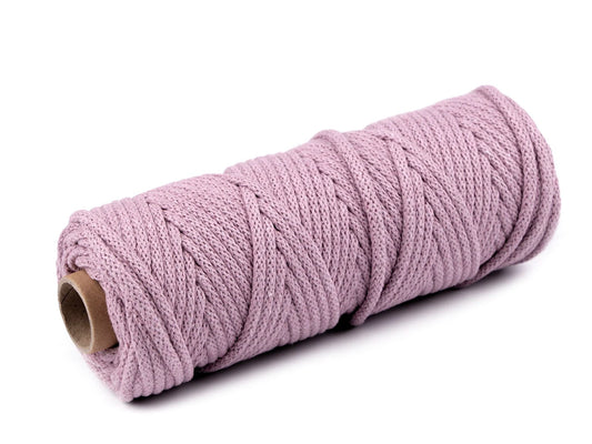 Cordon en coton 5 mm lilas duveteux (10 m)