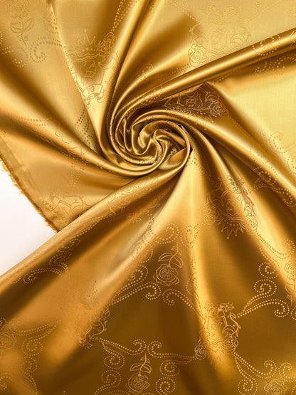 Italian viscose jacquard fabric in a golden shade – 100 g/m²
