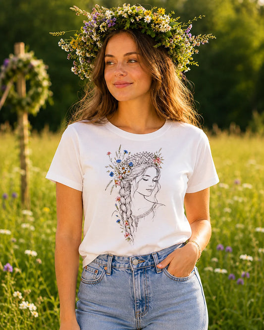 T-shirt en coton biologique "Jeune fille du peuple"