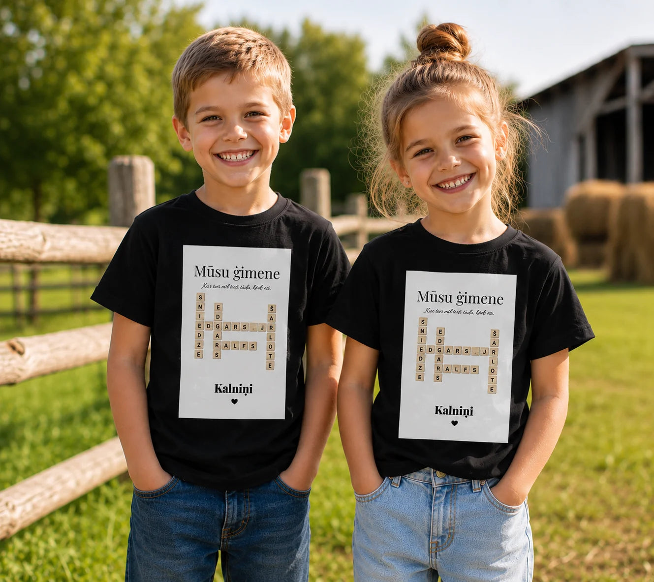 Personalizēts ģimenes T-krekls “Scrabble” stilā-bērnu izmērs