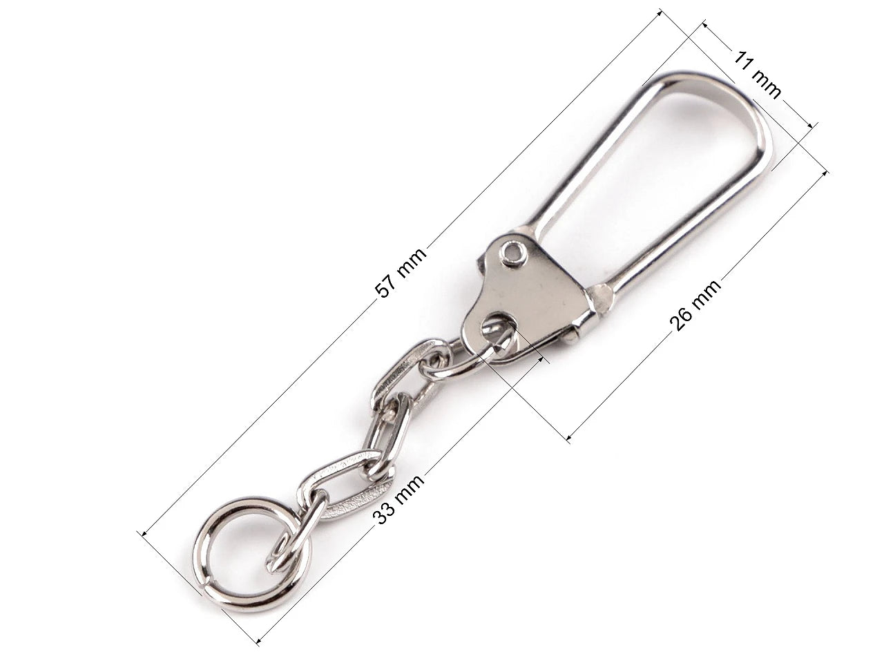 Metāla karabīne ar ķēdīti| 11 x 26 mm 10 gab.|dažādu toņu