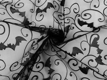 Melna organza ar sikspārņiem Halloween dekorācijām