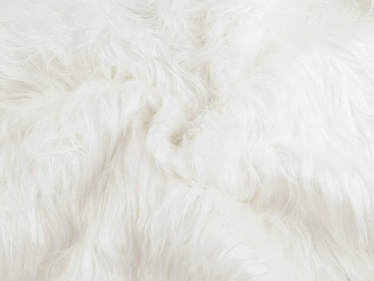 Mākslīgā kažokāda ar ļoti garu pūku-balts 540 g/m²