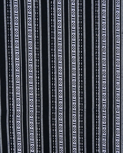 Tautiska raksta audums-smalks melnbalts raksts 200 g/m²
