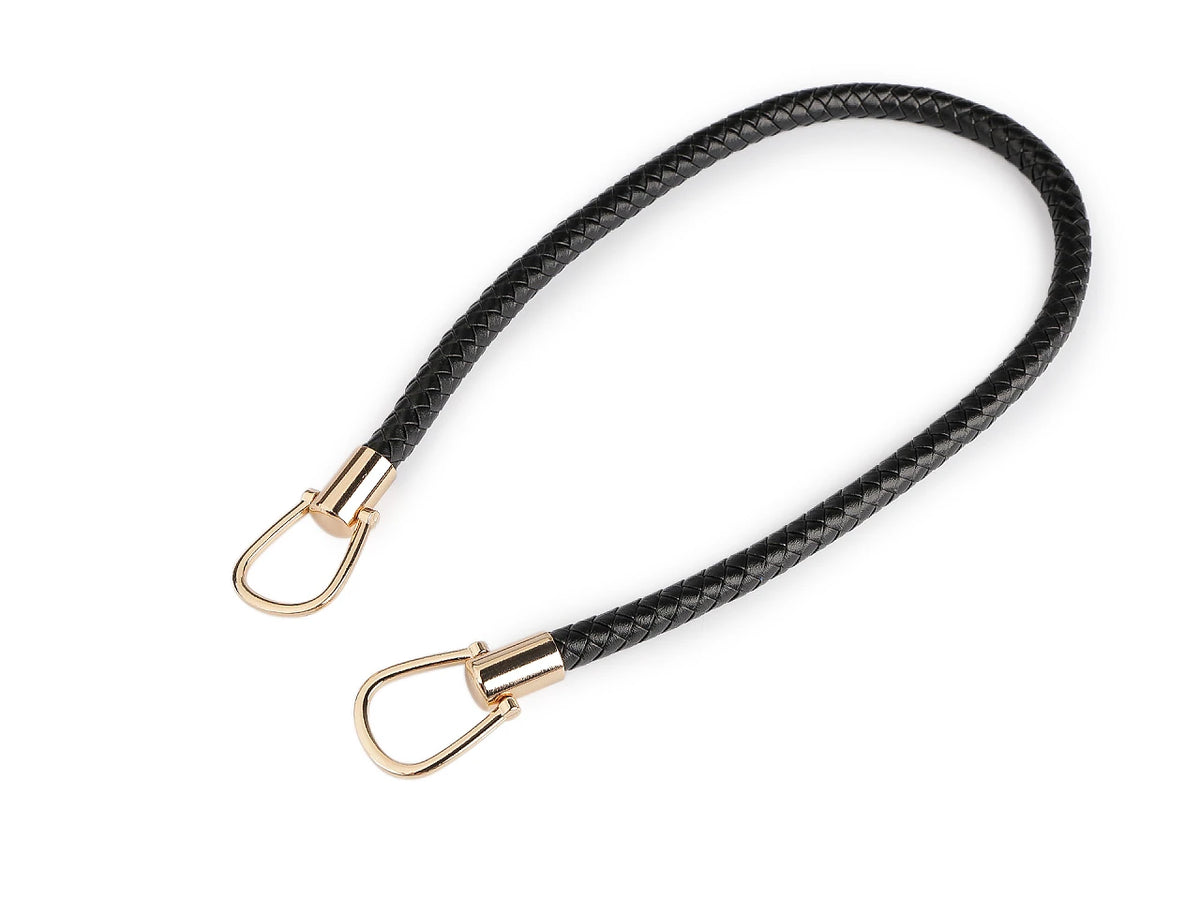 Pinta dirbtinės odos rankinės rankena – juoda/auksinė, 70 cm