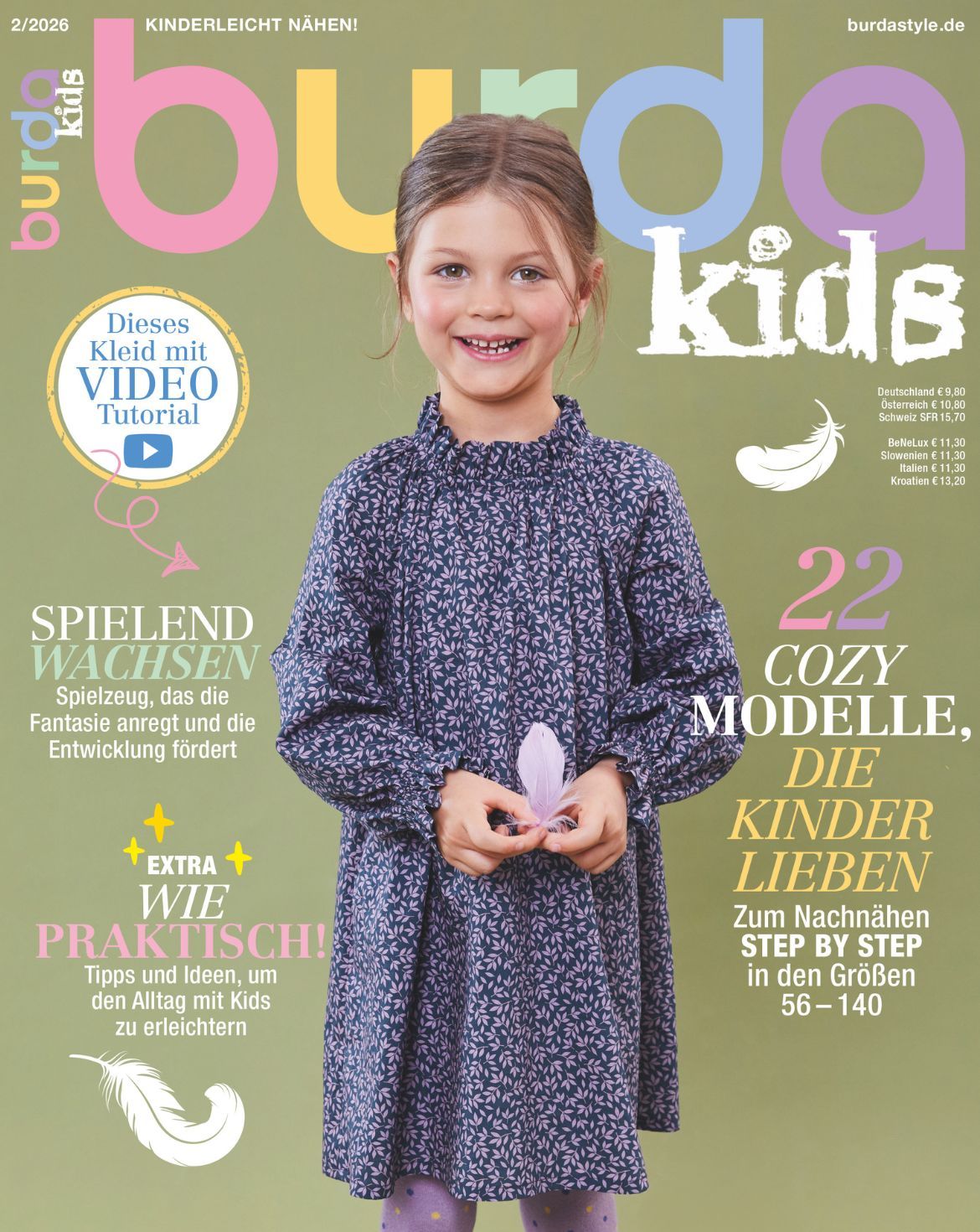 Burda Kids 02/2026 – vaikų drabužių siuvimo žurnalas su iškarpomis, vokiečių kalba