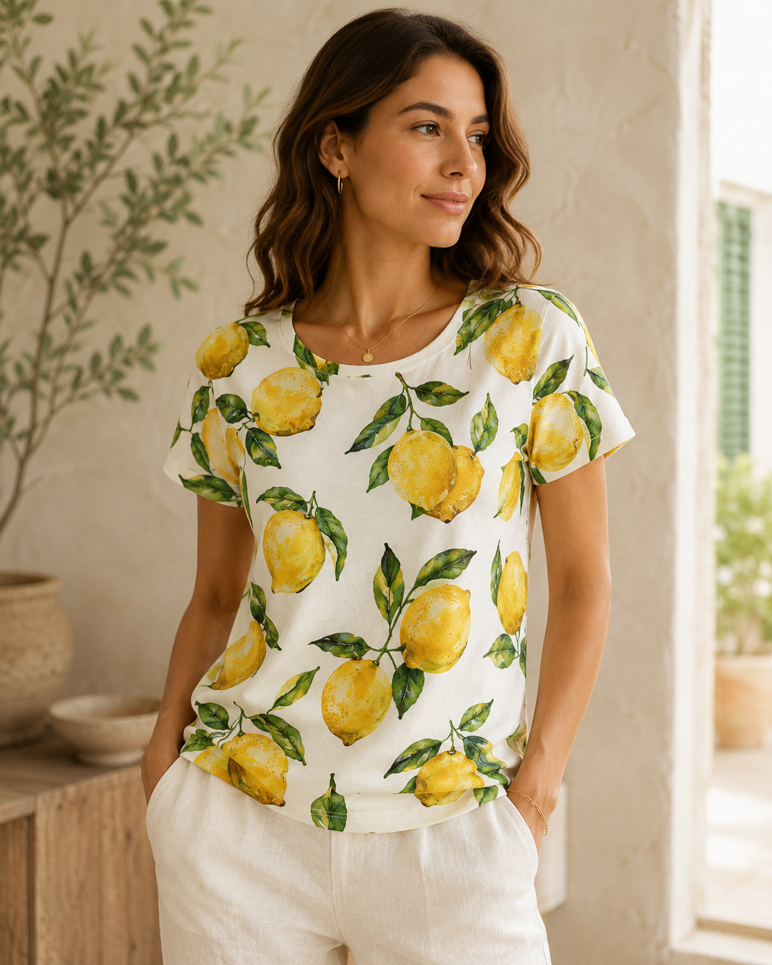Cotton jersey - lemons 220 g/m²