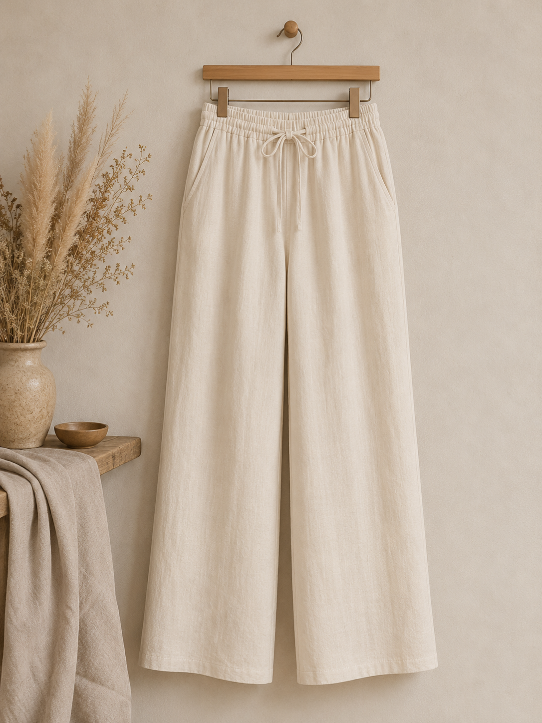 100% Softened Linen Fabric - Soft Cream 165 g/m²