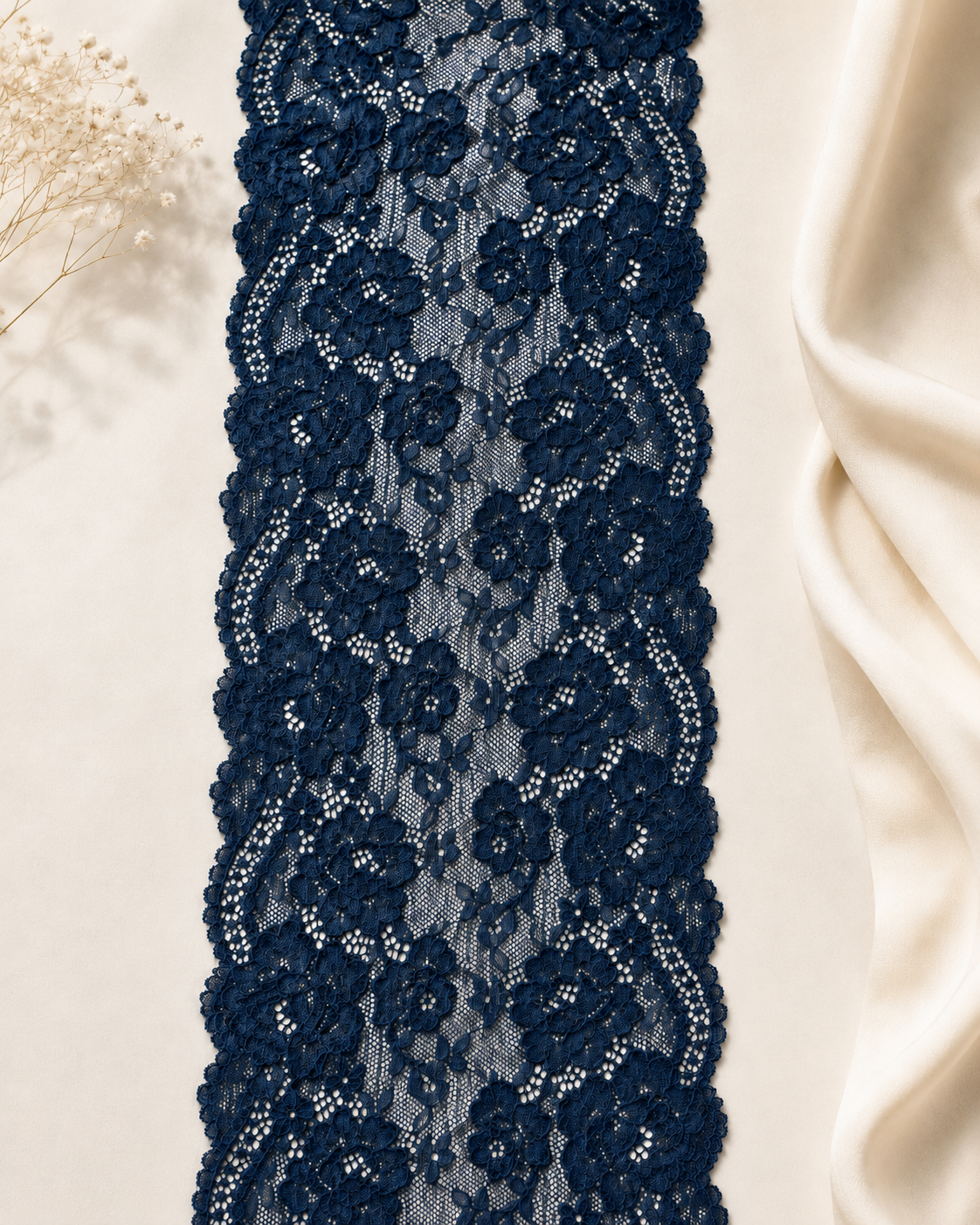 Elastīgā mežģīne 18 cm-navy blue