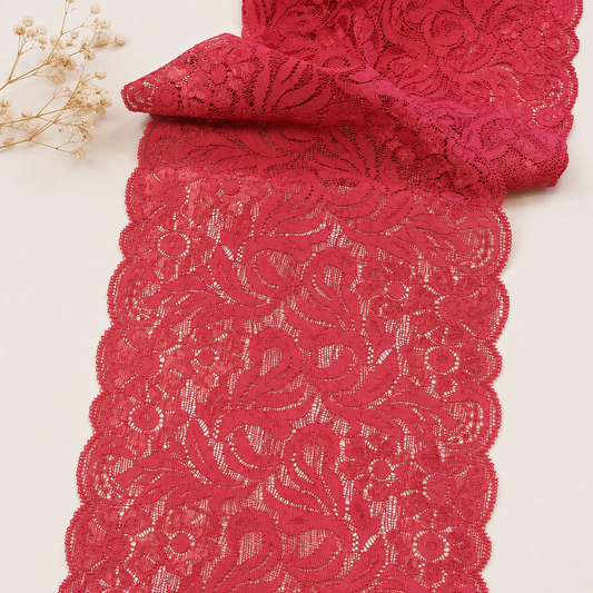 Elastīgā mežģīne 16 cm-sarkana