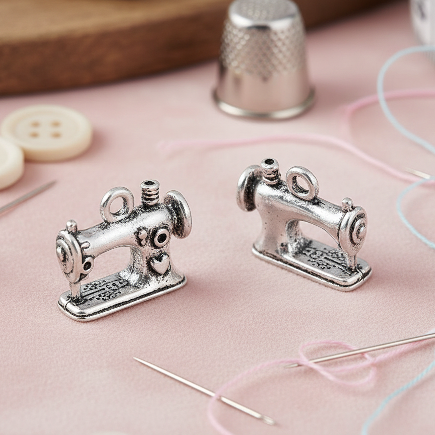 Metāla kulons,dekors – šujmašīna 13 × 16 mm