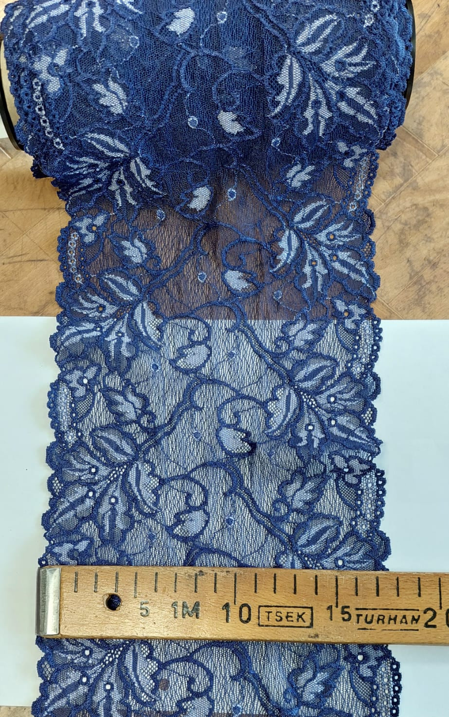 Elastīga mežģīne 16 cm- kobaltzila