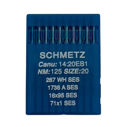 Image des aiguilles pour machines à coudre industrielles SCHMETZ DBx1 SES – pour maille et vêtements de sport (10 pièces) – disponible chez Šarlotes audumi