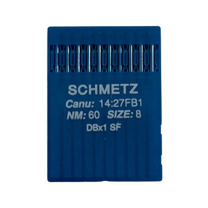 Image des aiguilles pour machines à coudre industrielles SCHMETZ DBx1 SUK SF – pour maille très fine (10 pcs) – disponible chez Šarlotes audumi