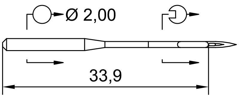 Attēls ar Adatas rūpnieciskajām šujmašīnām SCHMETZ DPx5 SD1 – ādai (10gab.) – pieejams Šarlotes audumi