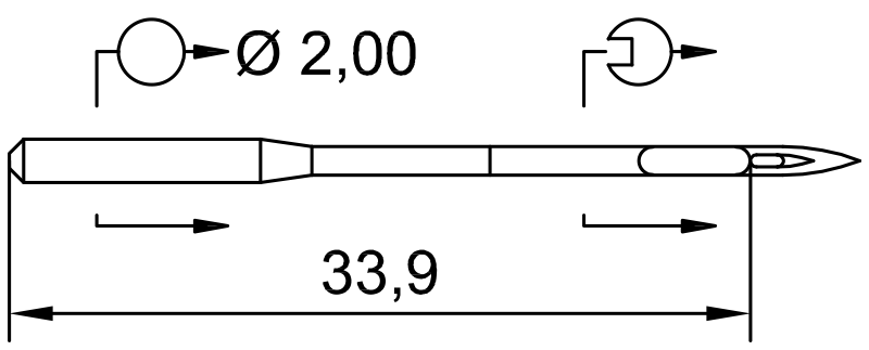 Attēls ar Adatas rūpnieciskajām šujmašīnām SCHMETZ DPx5 SUK – trikotāžai un džinsam (10gab.) – pieejams Šarlotes audumi