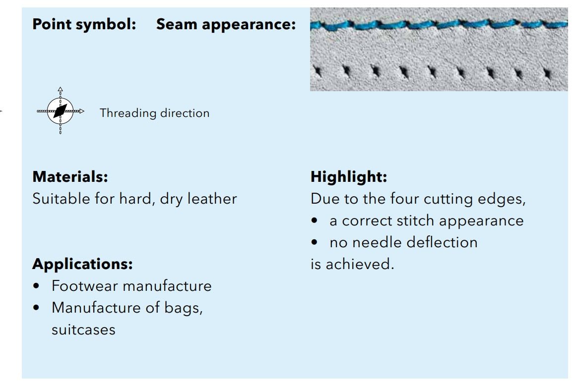 Attēls ar Adatas rūpnieciskajām šujmašīnām SCHMETZ DPx5 VR - ādai (10gab.) – pieejams Šarlotes audumi