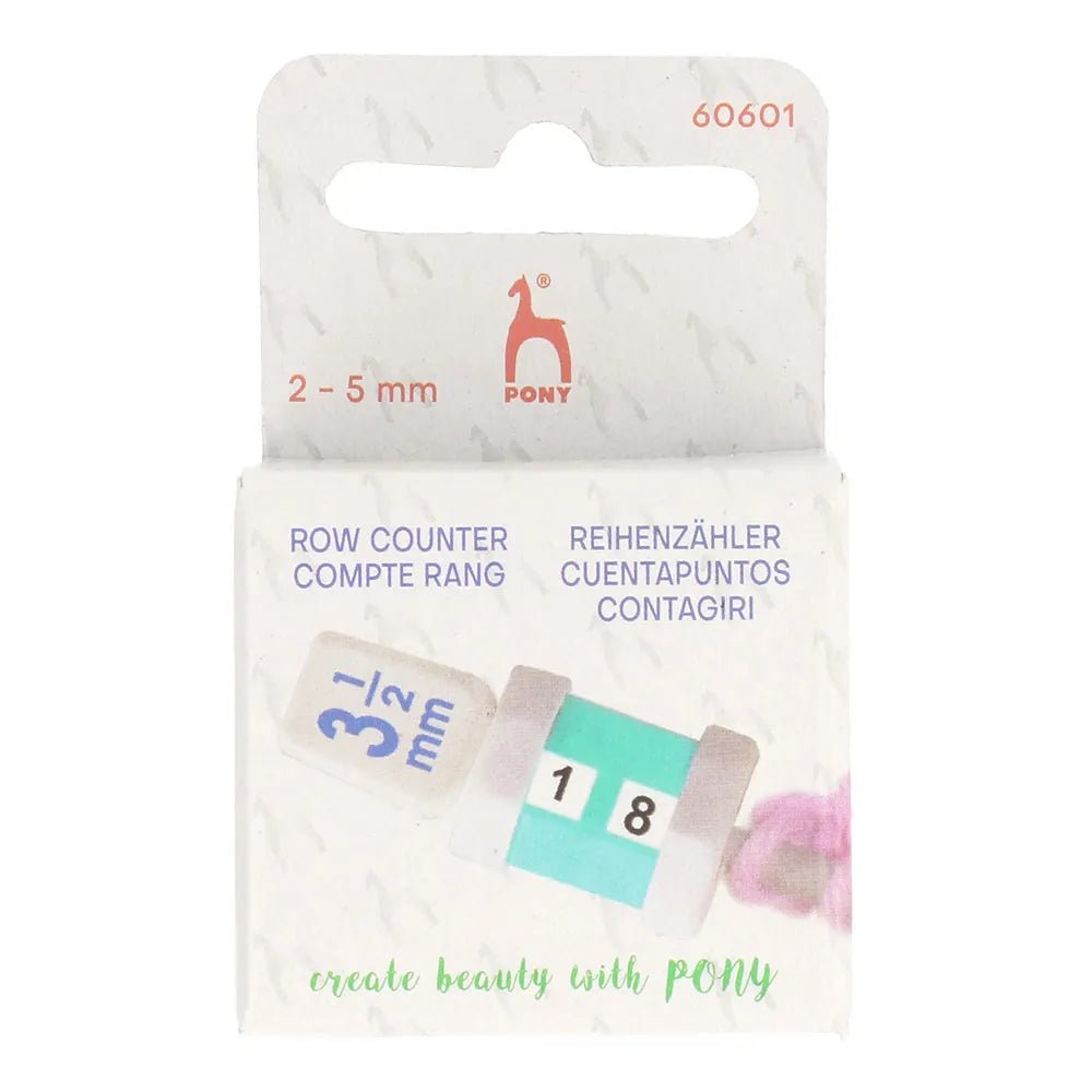 Attēls ar Adīšanas valdziņu skaitītājs Pony Row Counter – pieejams Šarlotes audumi