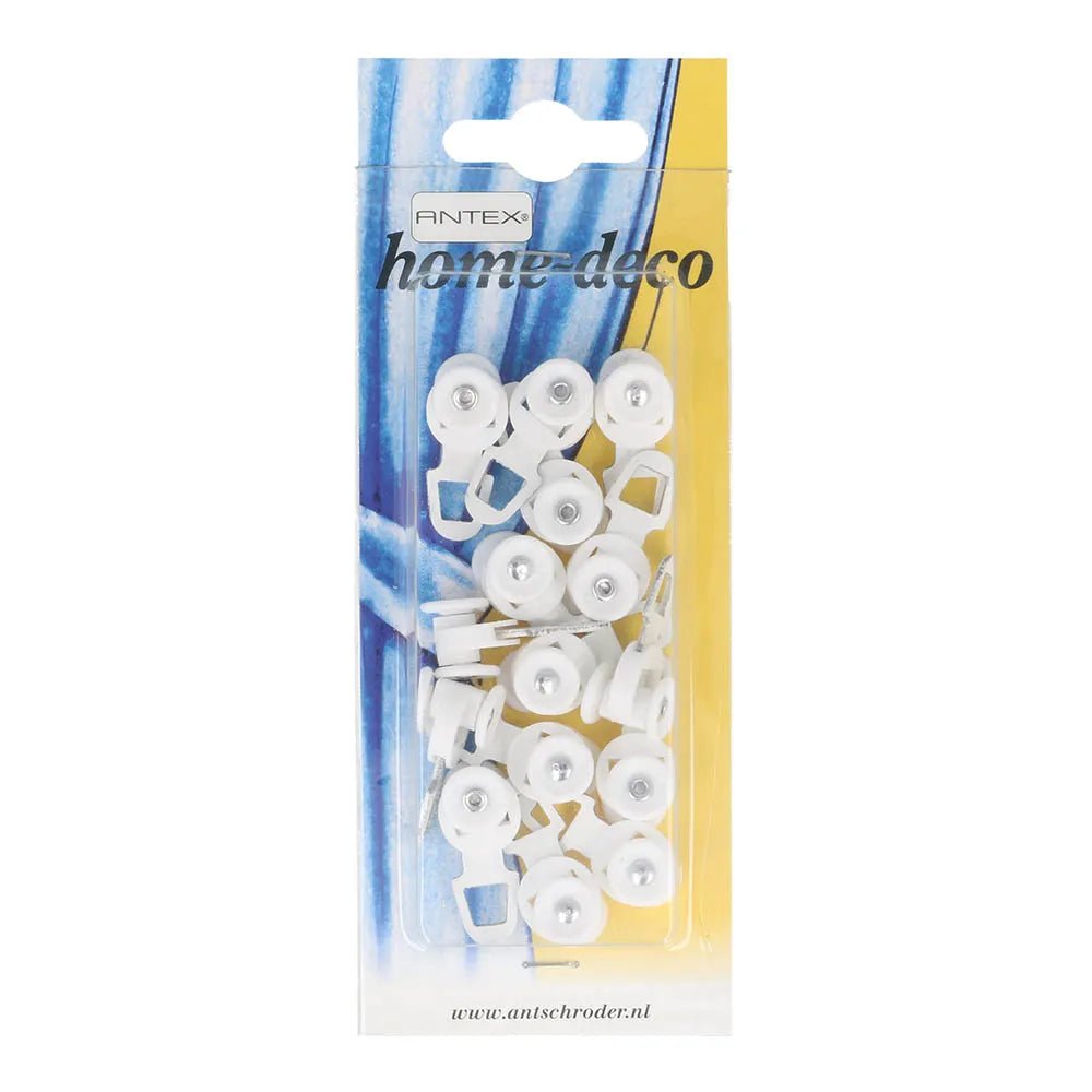 Image of Antex curtain track rollers for U-shaped tracks, white – 15 pcs – available online at Šarlotes audumi