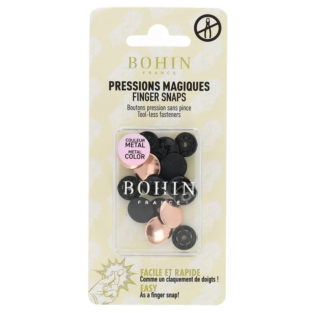 Nuotrauka su BOHIN Magic prispaudžiamomis kniedėmis be replių 14 mm – Rose Gold, 4 vnt. – galima internetu Šarlotes audiniai
